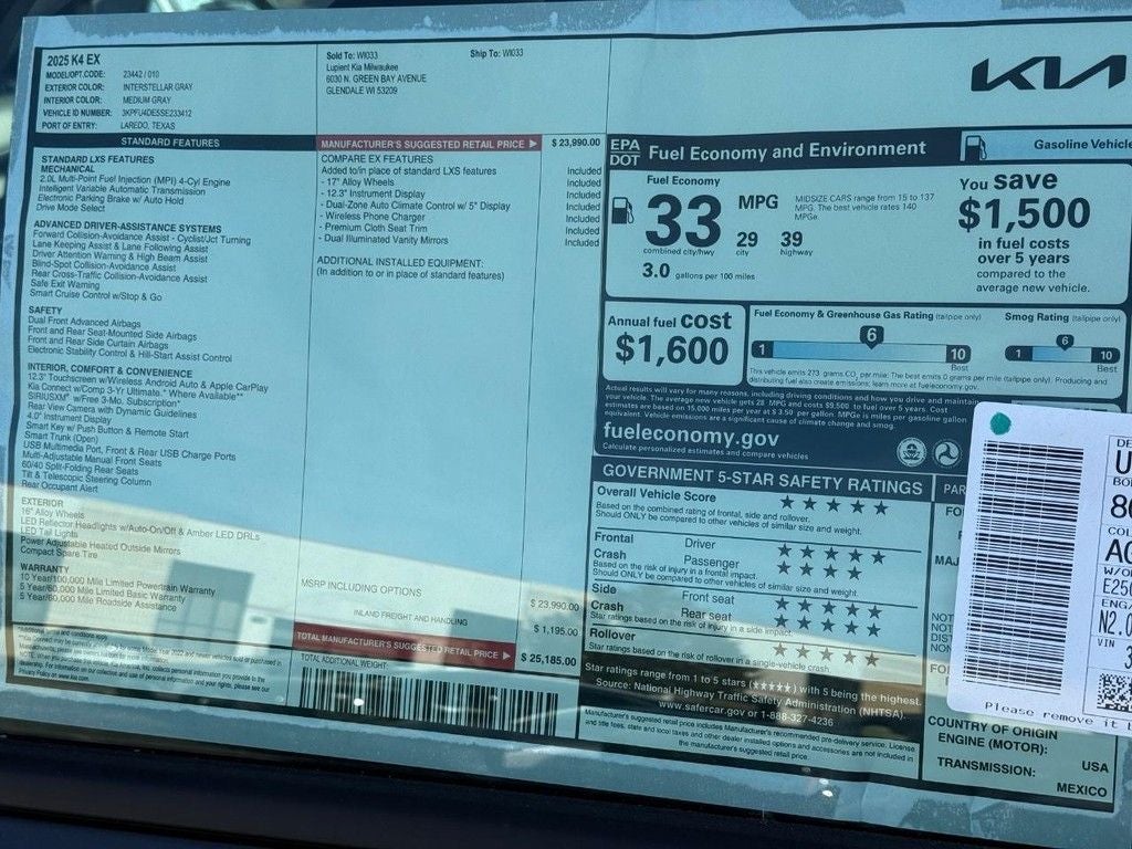 2025 Kia K4 EX
