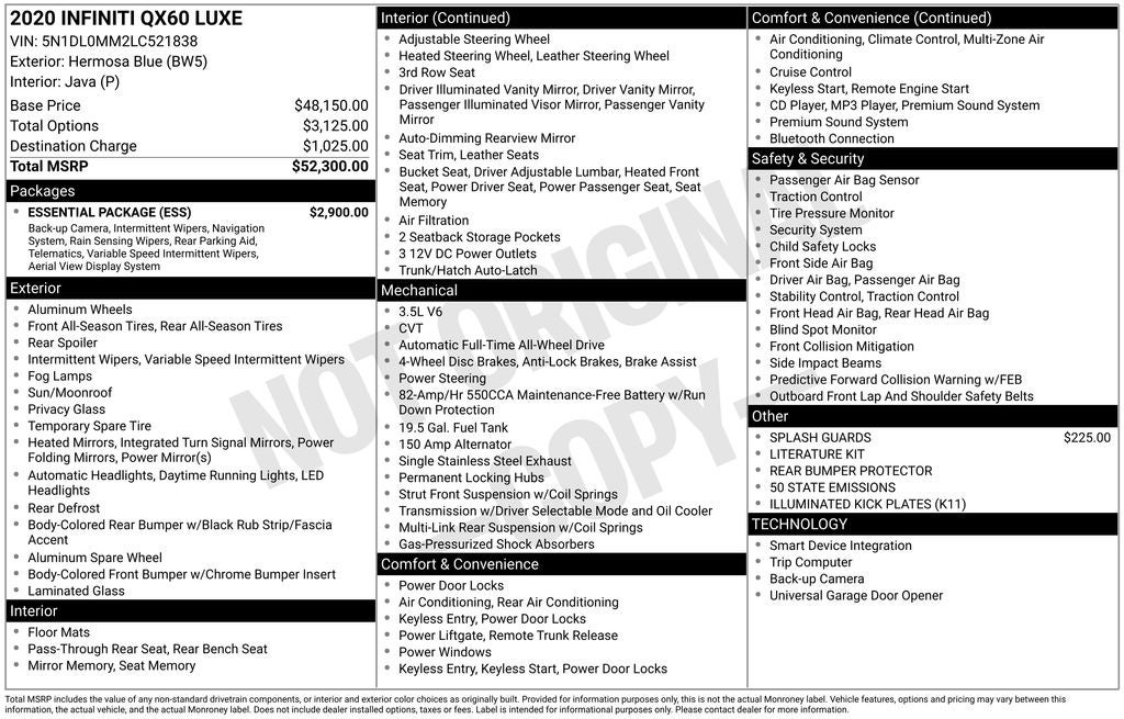 2020 INFINITI QX60 LUXE