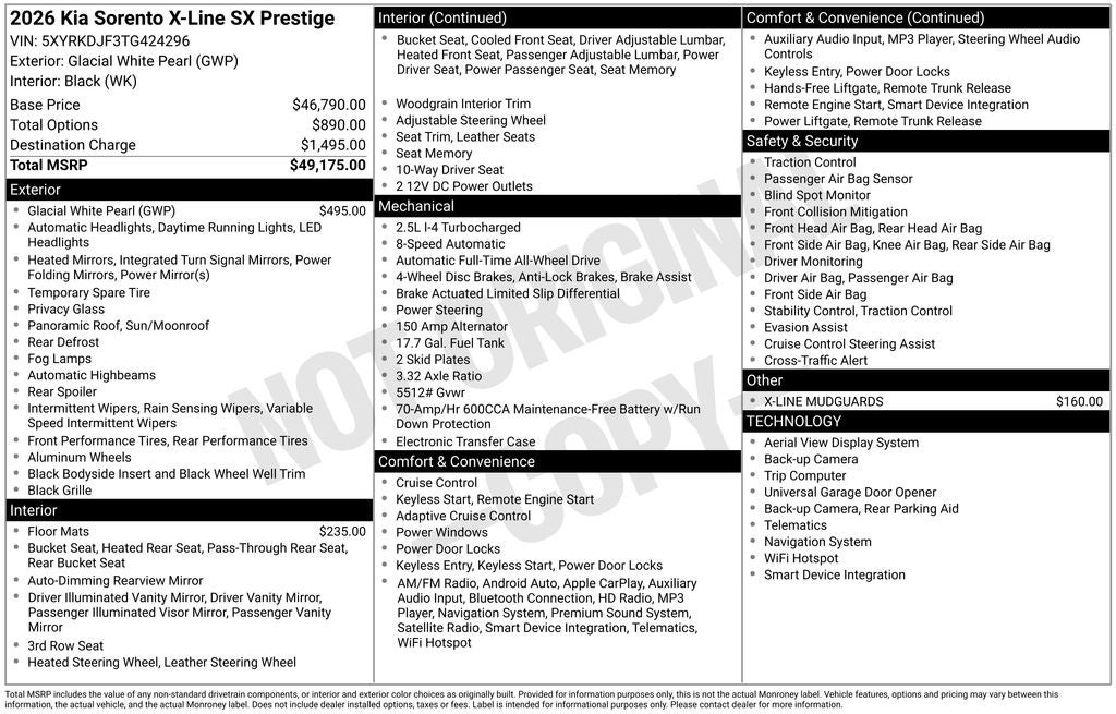 2026 Kia Sorento X-Line SX Prestige