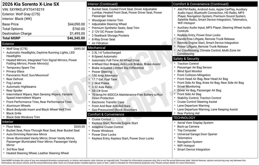 2026 Kia Sorento X-Line SX