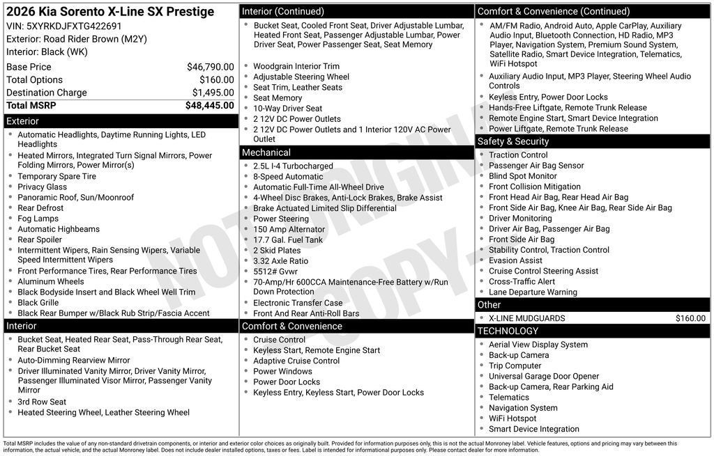 2026 Kia Sorento X-Line SX Prestige