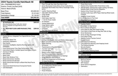 2024 Toyota Corolla Hatchback SE
