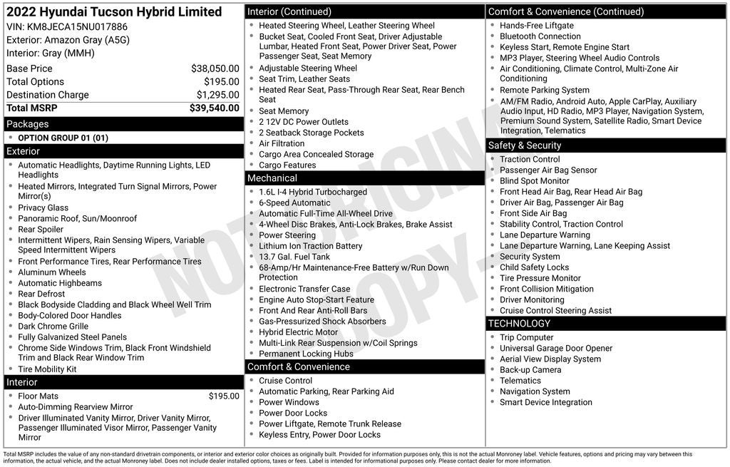 2022 Hyundai Tucson Hybrid Limited
