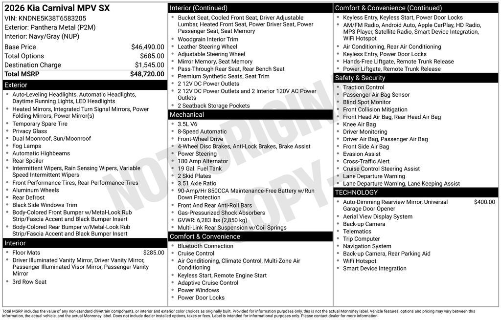 2026 Kia Carnival SX