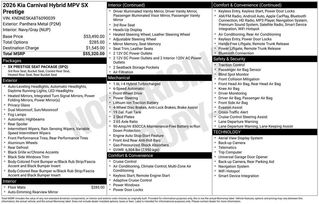 2026 Kia Carnival Hybrid SX Prestige