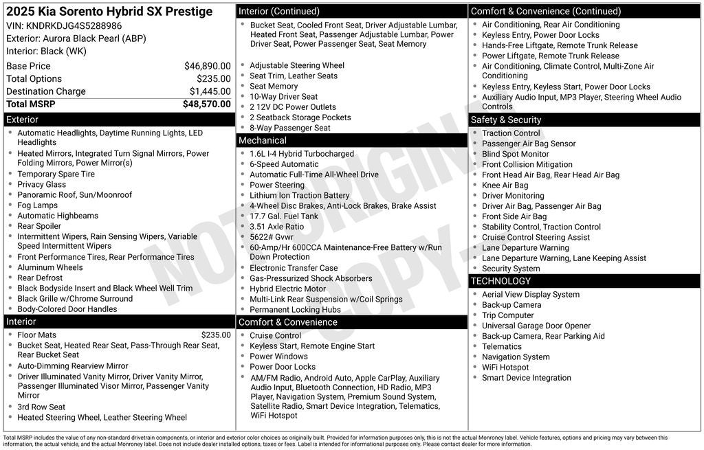 2025 Kia Sorento Hybrid SX Prestige