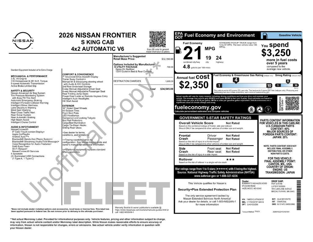 2026 Nissan Frontier S