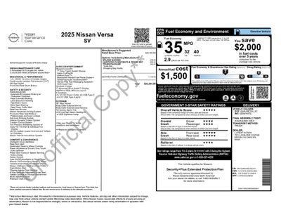 2025 Nissan Versa 1.6 SV