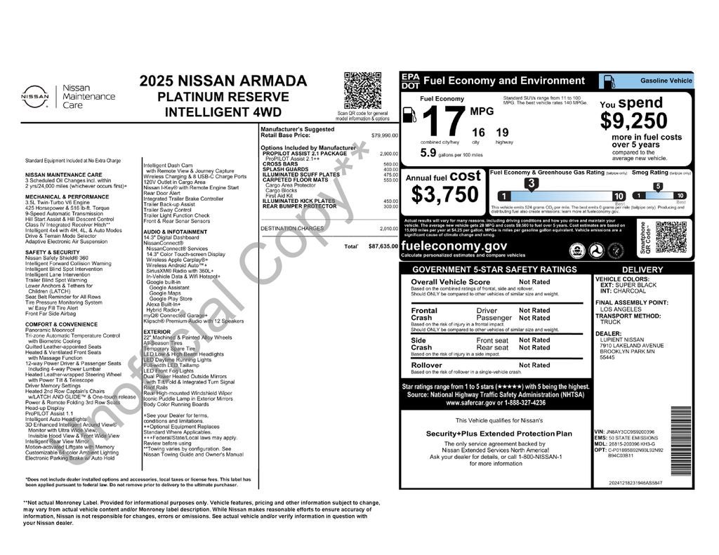 2025 Nissan Armada Platinum Reserve Reserve